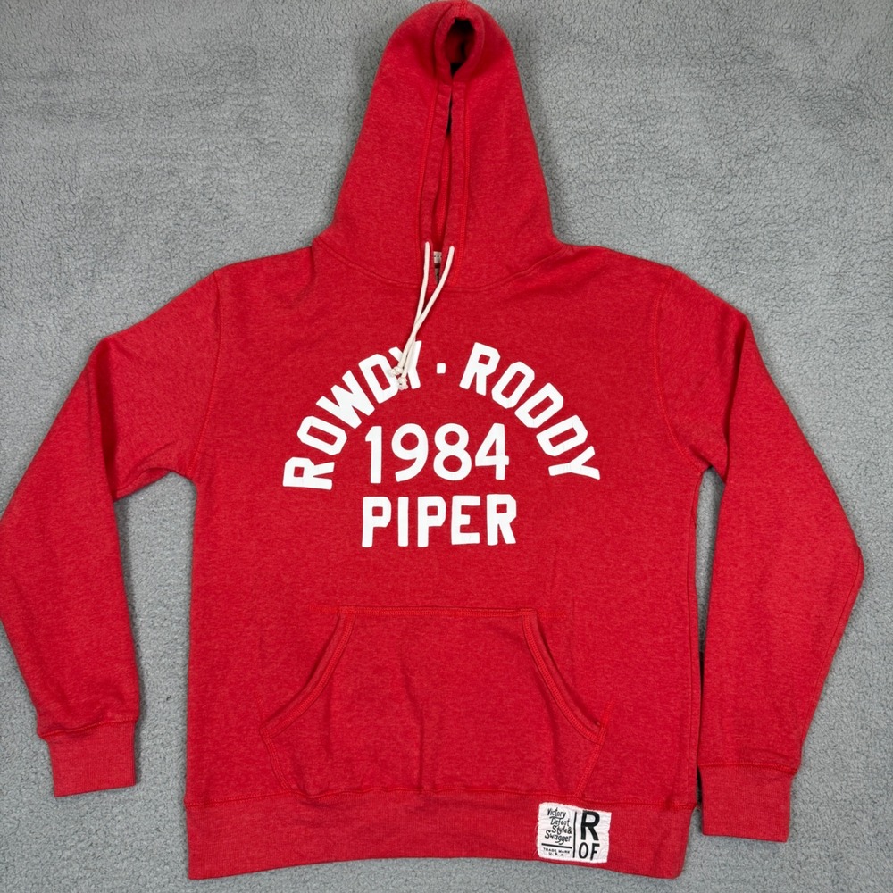 Roots of Fight Rowdy Roddy Piper 1984 Born Villain Red Hoodie Mens Medium